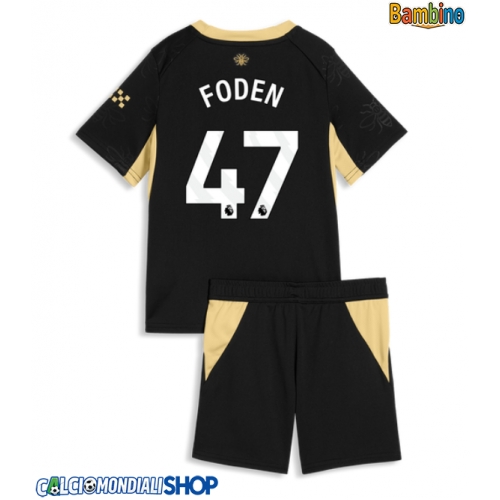 Maglie da calcio Manchester City Phil Foden #47 Seconda Maglia Bambino 2026-27 Manica Corta + Pantaloni corti)